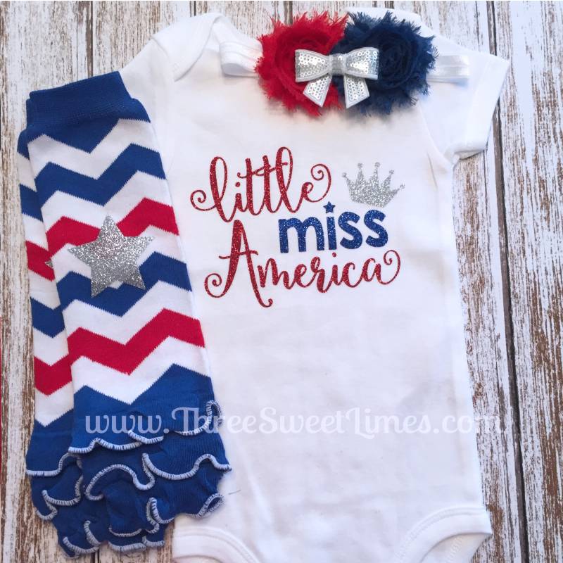 4. Juli Baby Mädchen Outfit Kleines Fräulein Amerika | Opt Stirnband & Rüschen Tutu Bloomer Set Erster Vierter 1Er Unabhängigkeitstag von ThreeSweetLimes
