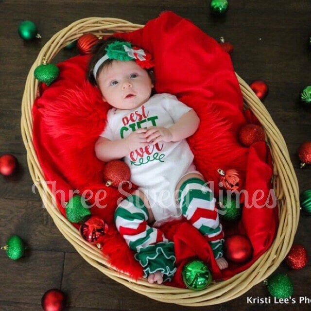 Baby Mädchen Erstes Weihnachtsoutfit | Mein Erstes Weihnachten Babys Beinstulpen Stirnband Tütü Bloomer Rot Grün von ThreeSweetLimes