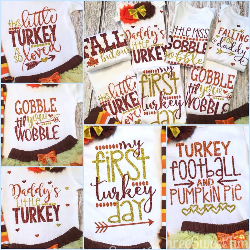 Mein Erstes Thanksgiving-Baby-Herbst-Outfit, Herbst 1St Thanksgiving-Baby-Mädchen-Kleidung Kleinkind-Shirt Chevron Stulpen Tutu Pumphose von ThreeSweetLimes