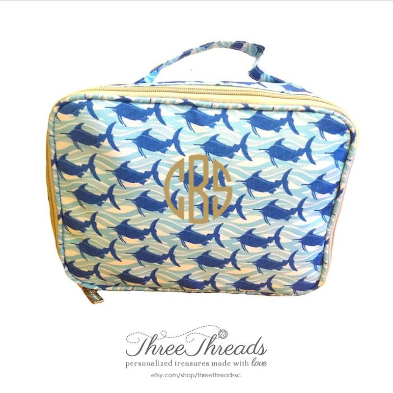 Monogramm/Personalisierte Hai Mittagessen Einkaufstasche, Schule Lunchbag, Jungen Lunchbag von ThreeThreadsSC