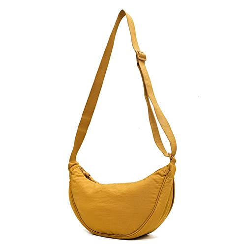 Threegoat Damen Halbmond Crossbody Schultertasche Bauchtasche-Hobo Casual Crossbody Bag, Einfarbige Tragbare Halbmond-Tasche Umhängetasche mit verstellbarer Schultergurt von Threegoat