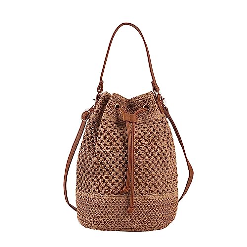 Threegoat Handtasche damen Umhängetasche-Sommer Gewebte Strandtasche Basttaschen Strohtaschen Boho Tasche Häkeltasche Crossbody Gehäkelte Tasche für Urlaub Reisen Freizeit von Threegoat