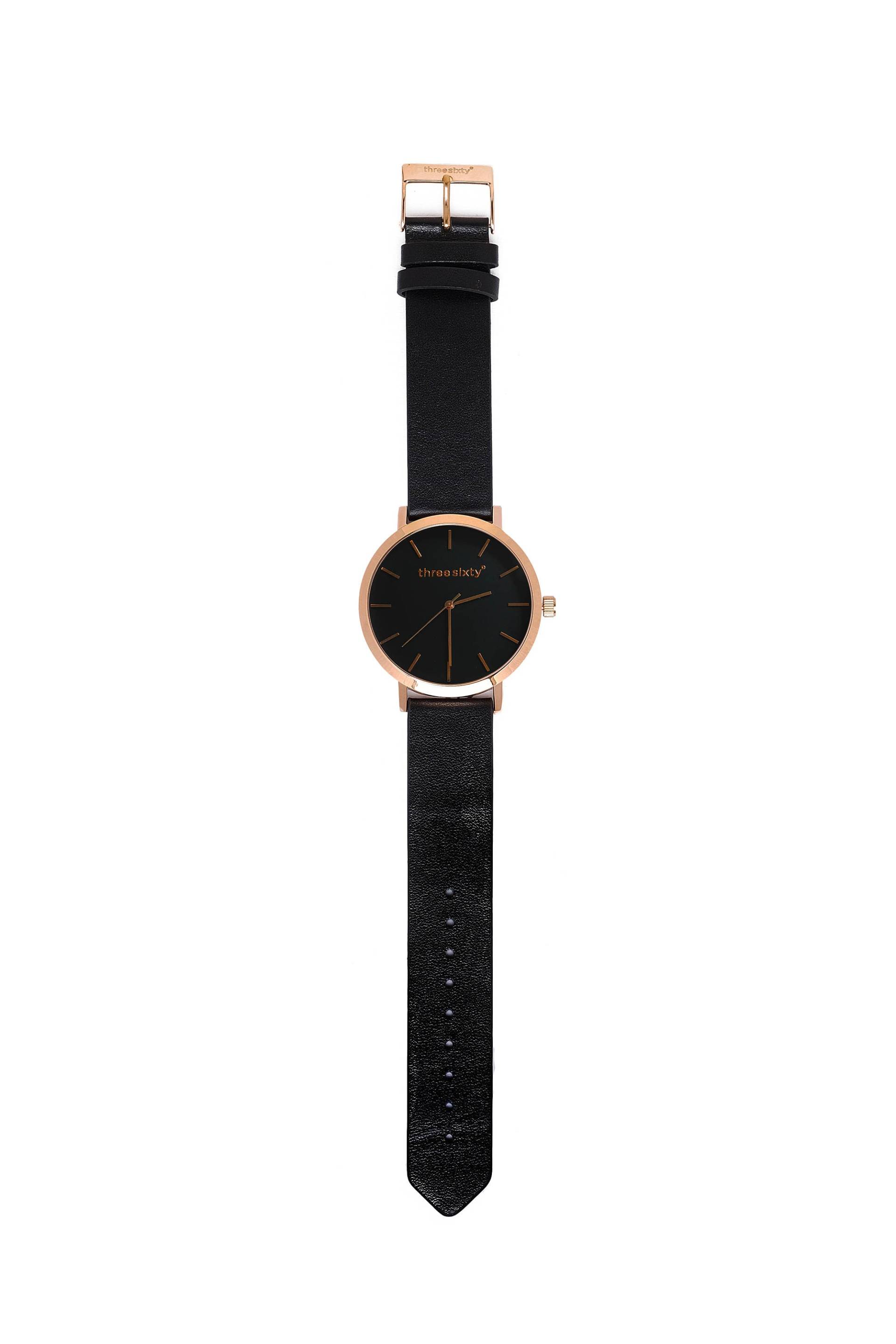 Lederuhr, Zeit, Runde Uhr, Minimal Rose Gold, Schwarz, Band Lederuhr, Zeit, Runde Uhr, Minimal Rose Gold, Schwarz, Band von ThreesixtydegreesCo