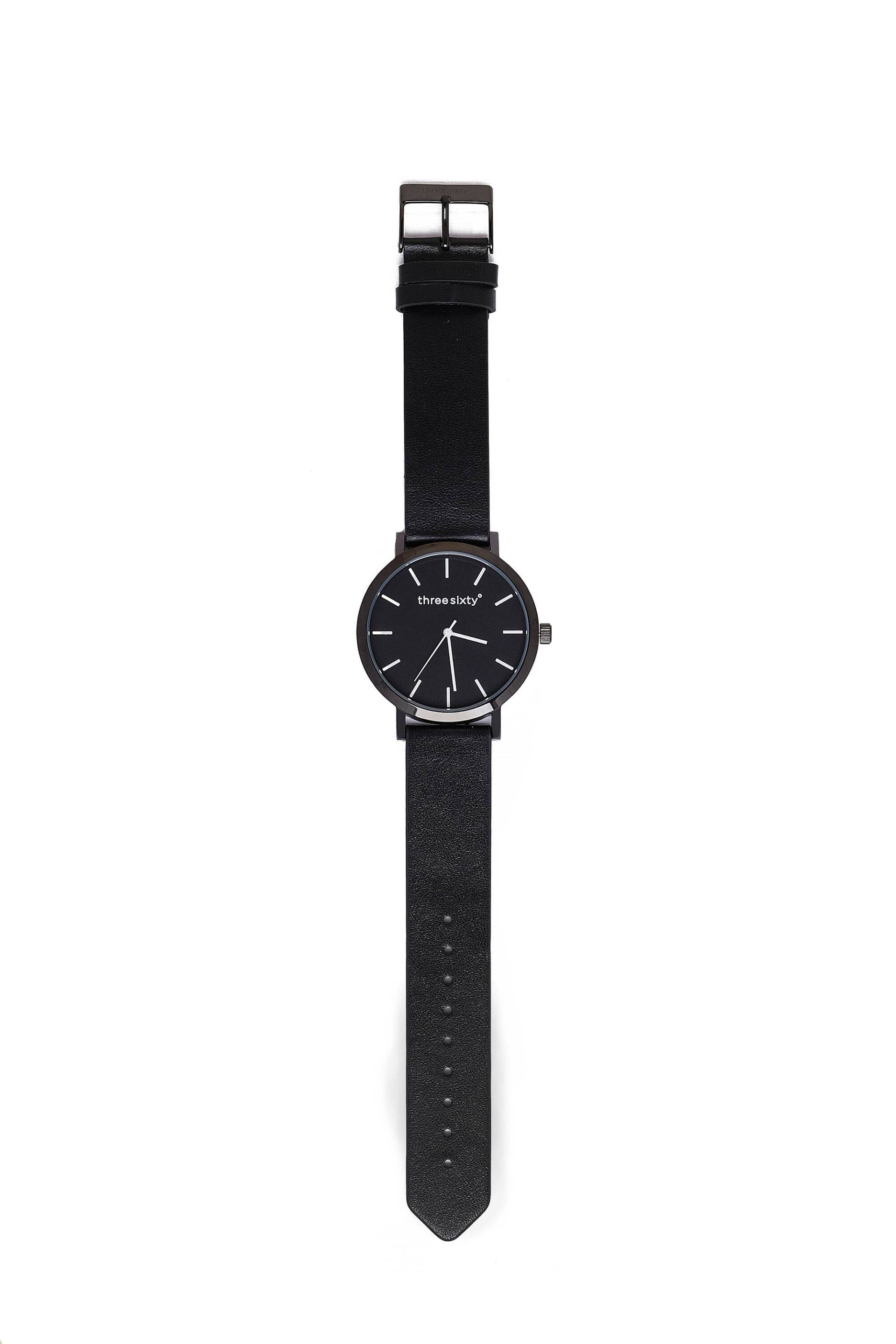 Lederuhr, Zeit, Runde Uhr, Minimaluhr, Weiß, Schwarz, Band Lederuhr, Zeit, Runde Uhr, Minimaluhr, Weiß, Schwarz, Band von ThreesixtydegreesCo