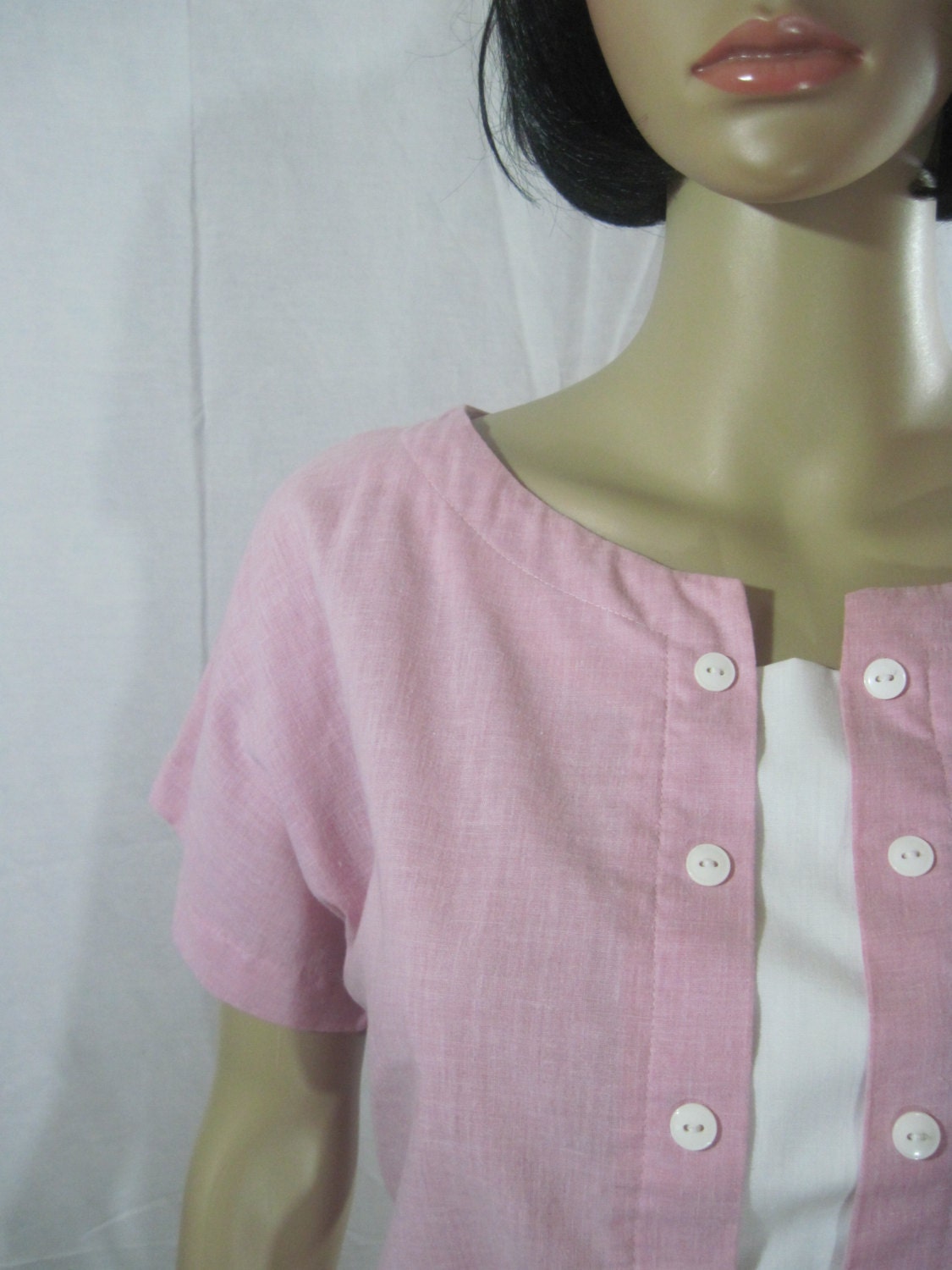 1980Er Rosa & Weißes Kleid Von Upper Crust Gr. 18 Groß von ThriftStoreGlam