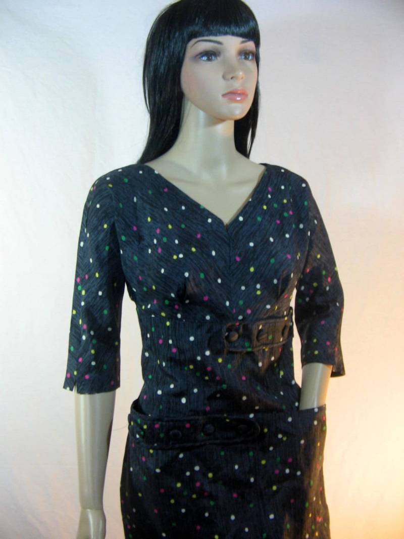 60Er Handgemachtes Wackelkleid Gr. 9 Anthrazit Bleistiftrock Polkadot 60Er Handgemachtes Wackelkleid Gr. 9 Anthrazit Bleistiftrock Polkadot von ThriftStoreGlam