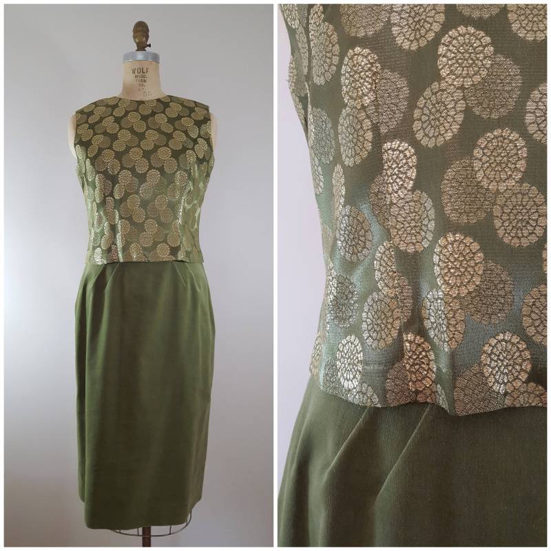 Vintage 1960Er Jahre Rock Und Bluse Set/Olive Samt Nelly De Grab Klein/Medium von ThriftyVintageKitten