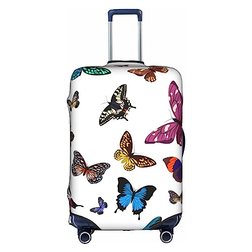 Thril Farbenfrohes Design mit Schmetterlingen, Trolley-Kofferbezug, elastisch, für Damen und Mädchen, Gepäckabdeckung, groß, weiß, xl von Thril