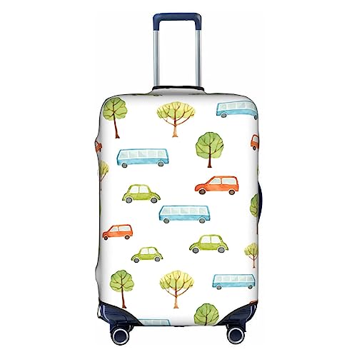 Thril Funny Cars and Trees Trolley Kofferhülle Elastische Kofferhülle Damen Mädchen Gepäckabdeckung Groß, weiß, xl von Thril