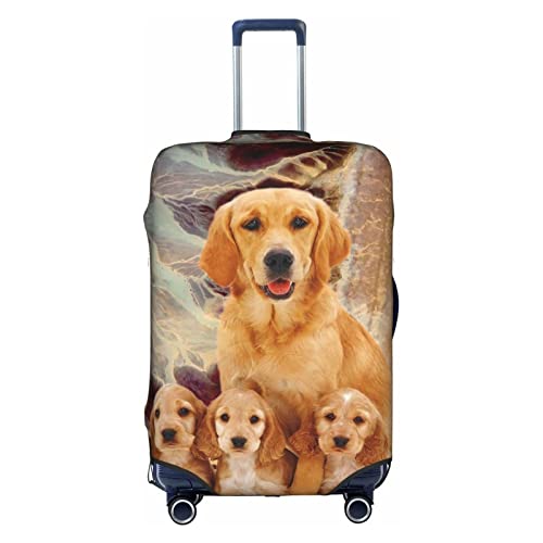 Thril Funny Golden Retriever Hunde-Trolley Kofferhülle Elastische Kofferabdeckung Damen Mädchen Gepäckabdeckung Klein von Thril