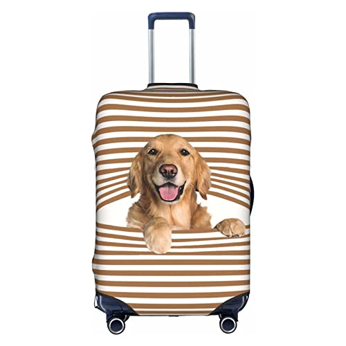 Thril Golden Retriever Trolley Kofferhülle Elastische Kofferhülle Damen Mädchen Gepäckabdeckung Medium, weiß, M von Thril