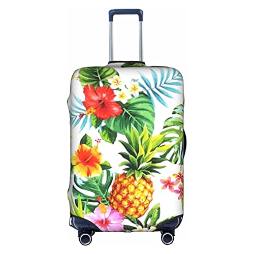 Thril Hawaiian Ananas Trolley Kofferhülle Elastische Kofferabdeckung Damen Mädchen Gepäckabdeckung X-Large, weiß, L von Thril