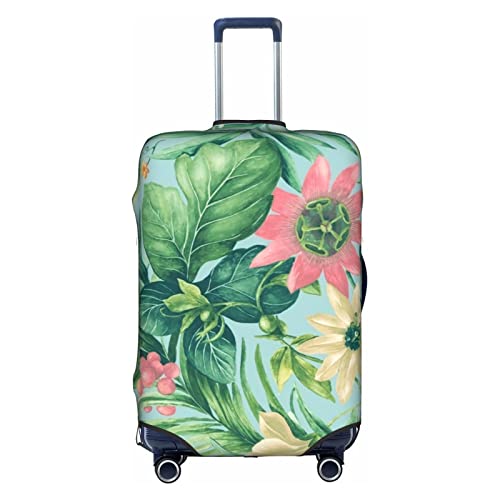 Thril Tropische Blumen Trolley Kofferüberzug Elastische Kofferhülle Damen Mädchen Gepäckabdeckung Medium, weiß, L von Thril