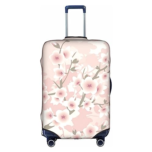 Thril Weiße Kirschblüten Trolley Kofferüberzug Elastische Kofferhülle Damen Mädchen Gepäckabdeckung Klein, Rosa Blumen 2, S von Thril