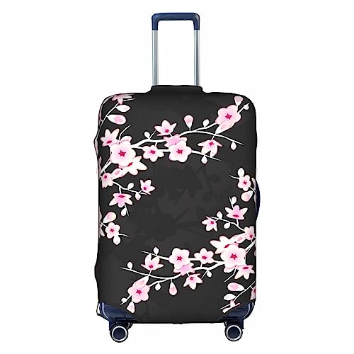 Thril Weiße Kirschblüten Trolley Kofferüberzug Elastische Kofferhülle Damen Mädchen Gepäckabdeckung Klein, Rosa Blumen1, M von Thril