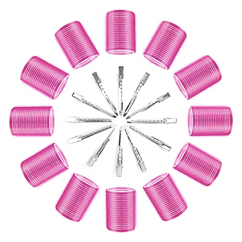 Thrilez 24-teiliges Lockenwickler-Set, enthält 12 selbstgreifende Lockenwickler und 12 Entenschnabel-Clips, Salon-Friseur-Lockenwickler für Damen, Herren, Kinder (48 mm) von Thrilez