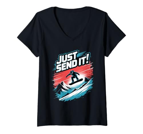 Damen Senden Sie es einfach! Snowboarden T-Shirt mit V-Ausschnitt Damen Senden Sie es einfach! Snowboarden T-Shirt mit V-Ausschnitt von Thrilling Sports