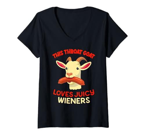Damen Throat Goat Swallows Juicy Wieners Unappropriate Adult Humor T-Shirt mit V-Ausschnitt Damen Throat Goat Swallows Juicy Wieners Unappropriate Adult Humor T-Shirt mit V-Ausschnitt von Throat Goat Swallows Juicy Wieners Humor Sarcastic