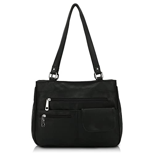 Throushine Hiziel Multifunktionale Umhängetasche Handtasche mit drei Fächern (DUNKELGRAU) von Throushine