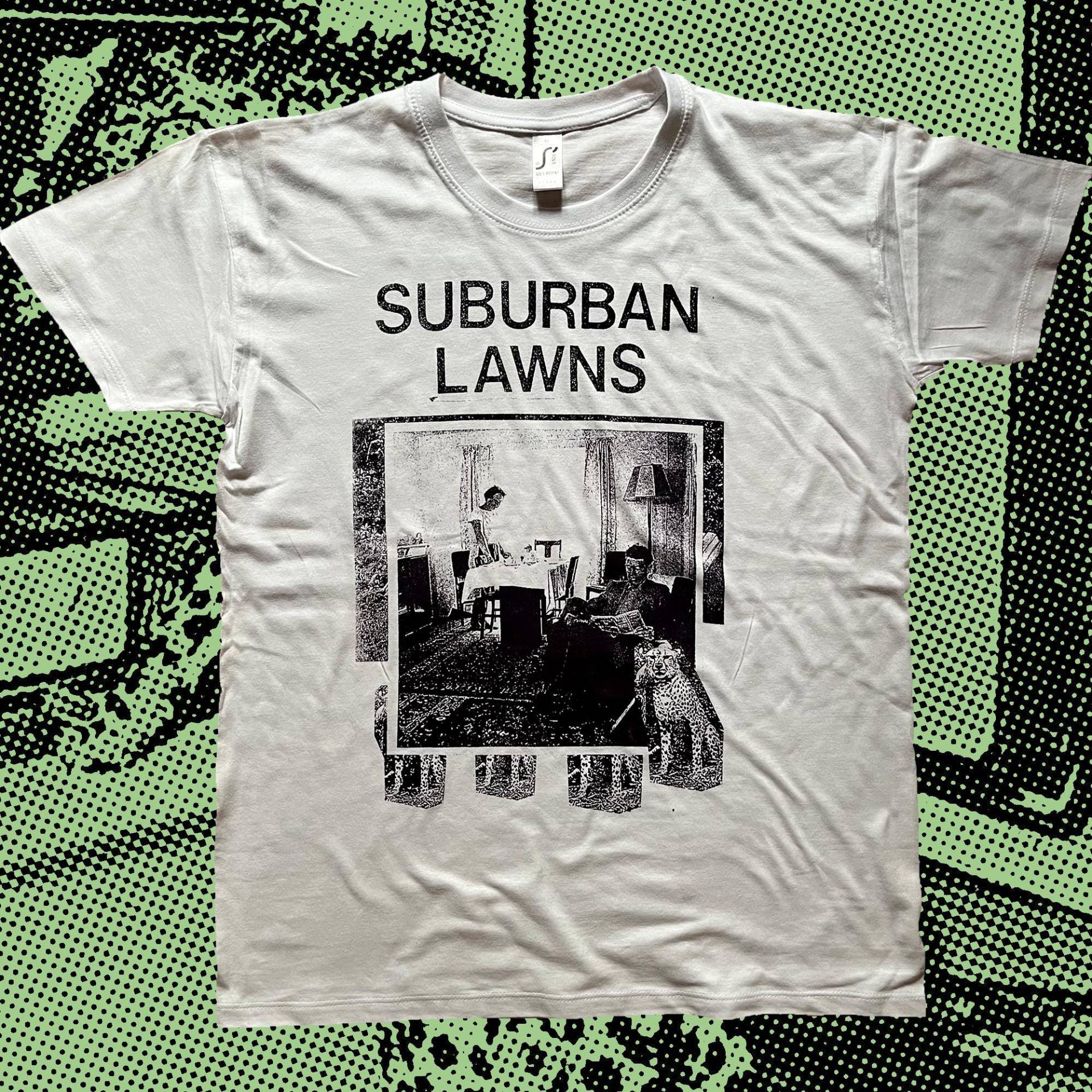 Suburban Lawns T-Shirt Dark Purple On White von ThrowAwaySocietyShop