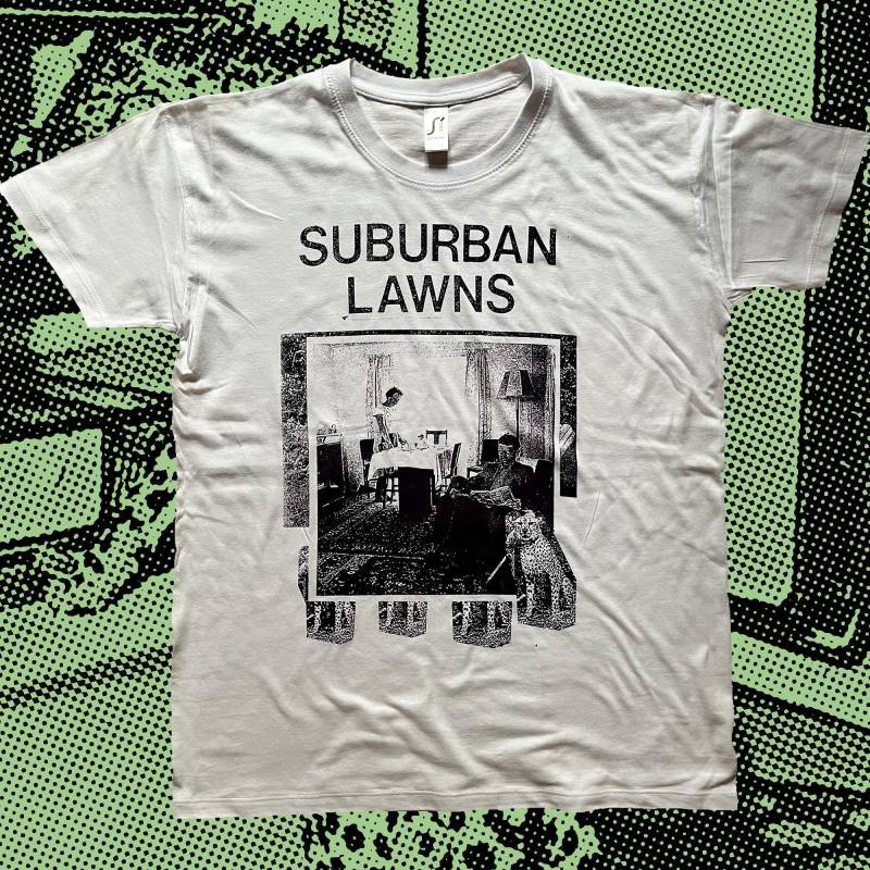 Suburban Lawns T-Shirt Dark Purple On White von ThrowAwaySocietyShop