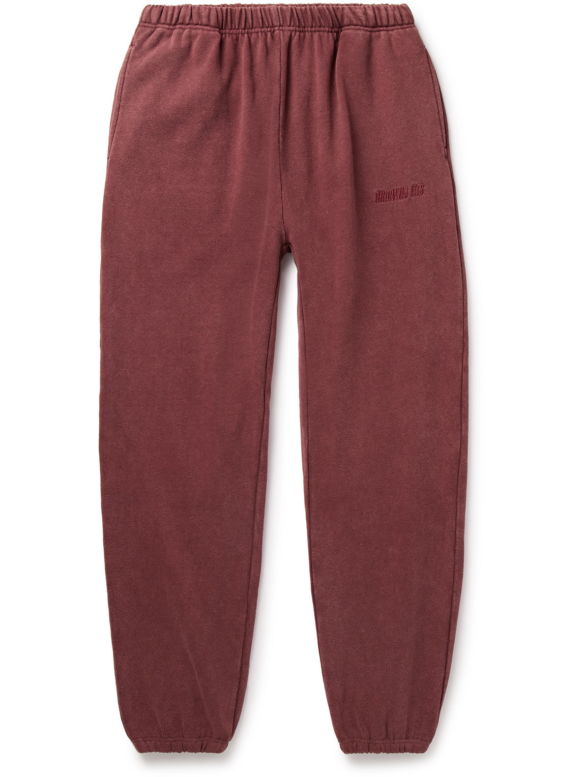 Throwing Fits - Tapered Logo-Embroidered Cotton-Jersey Sweatpants - Men - Burgundy - S von Throwing Fits