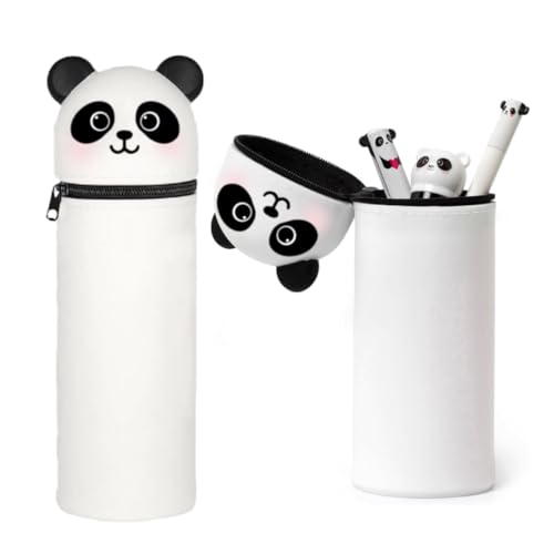 Thryviel 2-in-1 Silikon Federmäppchen, ​Kawaii 2-in-1 Schulmäppchen aus Weichem Silikon​ mit Großer Kapazität – Tier Stifthalter als Geschenk für Kinder | Kawaii Federtasche für Stifte, Panda von Thryviel