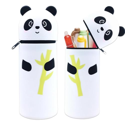 Thryviel 2-in-1 Silikon Federmäppchen, Federtasche aus weichem Silikon, Kawaii Federmäppchen, für Stifte, Unisex Kapazität Mäppchen, Make-up-Pinsel, Niedliche Schule Geschenke, Bambuspanda von Thryviel