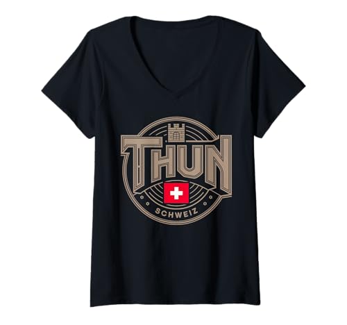 Damen Thun Schweiz Stadt Entdecke Die Schönheit Der Schweiz T-Shirt mit V-Ausschnitt von Thun Schweiz Stadt Schweiz Stadt Schweiz