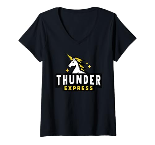 Damen Thunder Express Matching Unicorn Starup Logistic Business T-Shirt mit V-Ausschnitt Damen Thunder Express Matching Unicorn Starup Logistic Business T-Shirt mit V-Ausschnitt von Thunder Express Matching Unicorn Starup Logistic