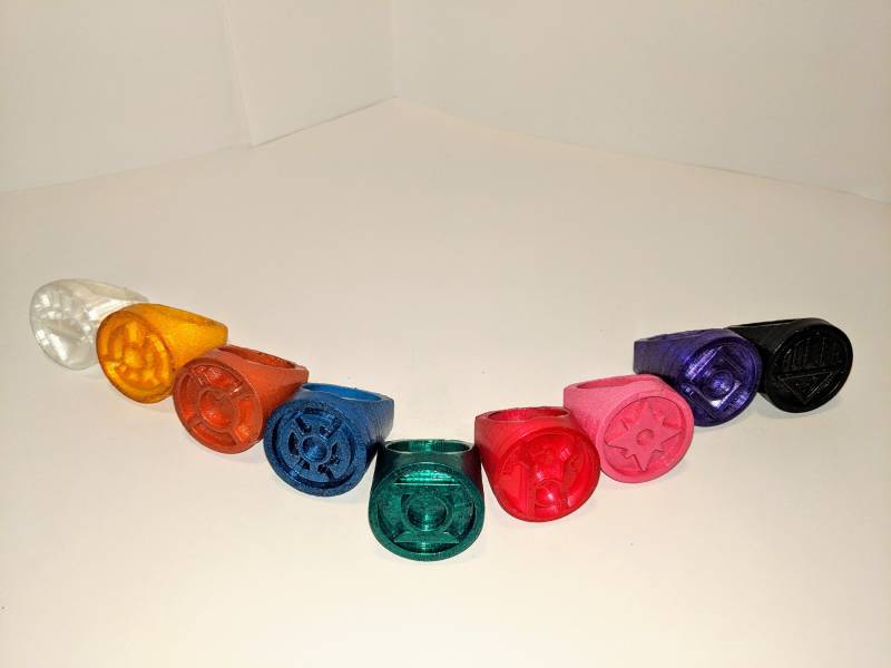 3D Gedruckt Laterne Korps Ringe Set 3D Gedruckt Laterne Korps Ringe Set von ThunderProps3DShop