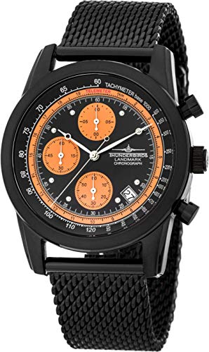 Thunderbirds Herrenuhr Edelstahl Landmark Chronograph mit Milanaiseband Schwarz Thunderbirds Herrenuhr Edelstahl Landmark Chronograph mit Milanaiseband Schwarz von Thunderbirds