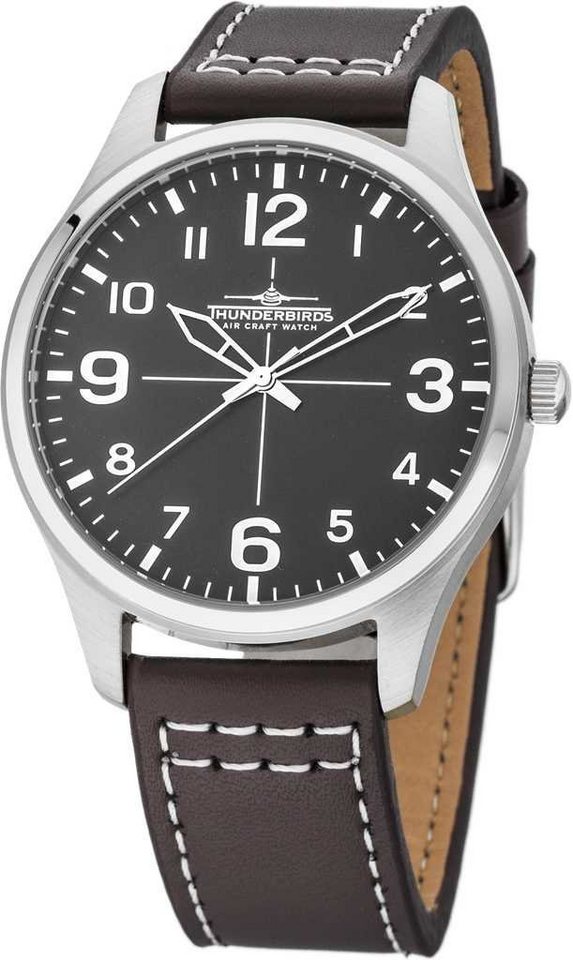Thunderbirds Quarzuhr TB5000-17, Herren-Fliegeruhr mit 40 mm satiniertem Edelstahlgehäuse, taupefarbenem Lederarmband, stilvolle Armbanduhr für Männer Thunderbirds Quarzuhr TB5000-17, Herren-Fliegeruhr mit 40 mm satiniertem Edelstahlgehäuse, taupefarbenem Lederarmband, stilvolle Armbanduhr für Männer von Thunderbirds