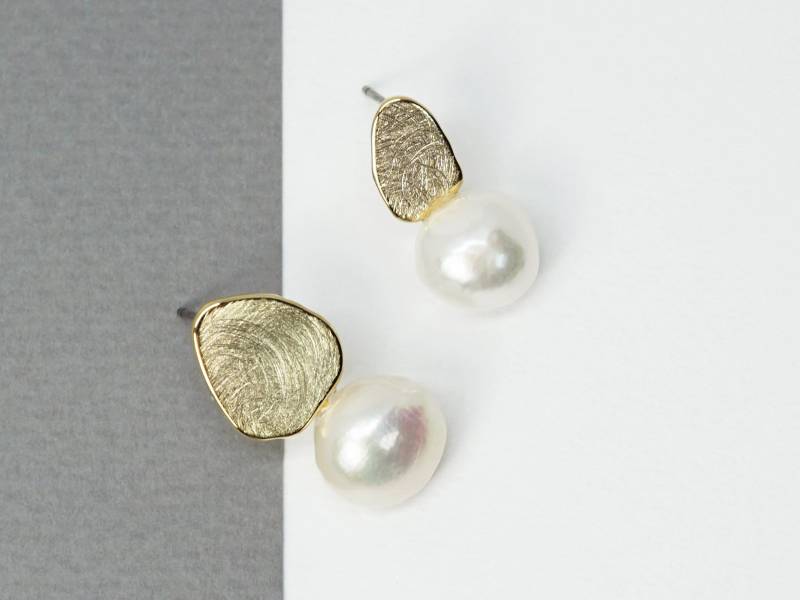 Süsswasser Perle Ohrringe. Barock Perlen Vergoldete Unwucht Hochzeit Brautjungfer Geschenk. Geschenk Für Sie von Thursdayvibes