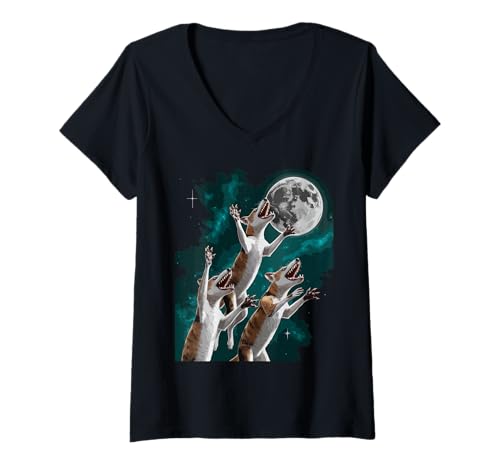 Damen Thylacine Tassie Tiger Tasmanian T-Shirt mit V-Ausschnitt Damen Thylacine Tassie Tiger Tasmanian T-Shirt mit V-Ausschnitt von Thylacinus cynocephalus Australian Marsupial