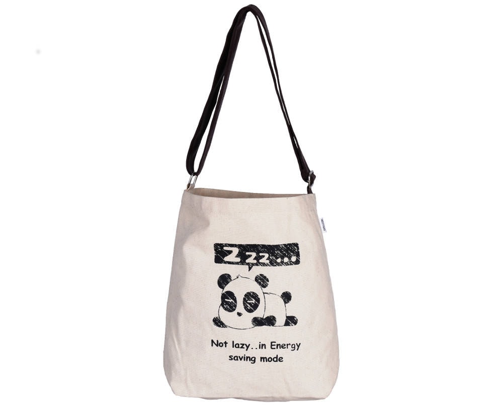 Bao Verstellbare Crossover-Schultertasche Aus Canvas Mit Lazy Panda-Motiv von Thyli