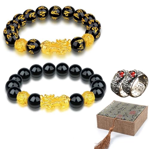 Thyrhntr Fengshui Armband für Reichtum und Glück, 12 mm, Obsidian, Pixiu, Glücksbringer, Perlenarmbänder für Männer und Frauen, Buddha-Perlen, elastische Armbänder Thyrhntr Fengshui Armband für Reichtum und Glück, 12 mm, Obsidian, Pixiu, Glücksbringer, Perlenarmbänder für Männer und Frauen, Buddha-Perlen, elastische Armbänder von Thyrhntr