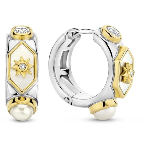 Damen-Ohrringe von Ti Sento Milano – Schmuck aus Sterlingsilber in Gold und Zirkonia. Die Farbe dieser Ohrringe ist Perlmutt. Referenz: 7946MW., Sterling Silber Zirkon von Ti Sento Milano