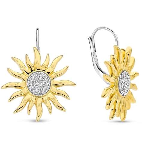 Ohrringe der Marke Ti Sento Milano Gold Sterling Silber Ohrringe mit weißem Zirkonia und Gelbgold vergoldet Schmuck Zirkonia Das Gewicht ist 0,00821 Die Referenz ist 7972ZY, Sterling Silber Gelbgold von Ti Sento Milano