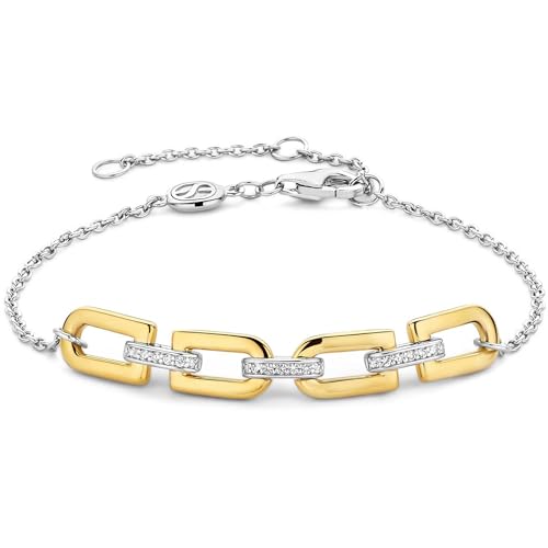 TI SENTO MILANO Armband der Marke Goldfarbe Sterling Silber Armband mit weißem Zirkon und Gelbgold vergoldet. Schmuck mit Zirkon. Das Gewicht beträgt 0,00477. Die Referenz ist 23032ZY, Sterling-Silber von Ti Sento Milano