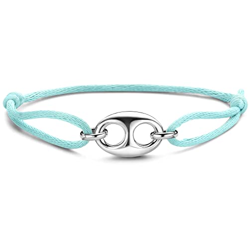 Ti Sento - Milano Damen-Armband 925er Silber, Textil Farbstein One Size Silber, Türkis 32020825 von Ti Sento Milano