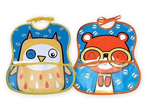 Ti TIN Lätzchen mit Tasche, Verschluss mit Bändern, 100% Vinyl, lustige Designs, 25 x 30 cm, 2 Stück von Ti TIN