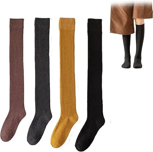 Chicshouse-Socken, Chicshouse-Winter-Thermosocken, Chicshouse-Fleece-Socken, warme, gemütliche flauschige Damensocken, oberschenkelhohe Stiefelsocken (4 Paare-A) von TiLLOw