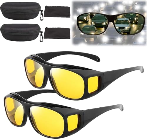 TiLLOw Libiyi Nightglo-Brille, Dotmalls Nightglo-Brille, Sherem Nightglo-Brille, passend über Sonnenbrillen für Herren (2 Stk) von TiLLOw