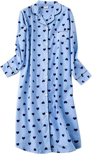TiLezE Flanell-Nachthemd für Damen, gemütlich, extra lang, Knopfleiste, langärmelig, Schlafshirt, Boyfriend-Pyjama, weich, lockere Nachtwäsche, Loungewear, Zuhause (Größe XL, Nr. 1), blau TiLezE Flanell-Nachthemd für Damen, gemütlich, extra lang, Knopfleiste, langärmelig, Schlafshirt, Boyfriend-Pyjama, weich, lockere Nachtwäsche, Loungewear, Zuhause (Größe XL, Nr. 1), blau von TiLezE