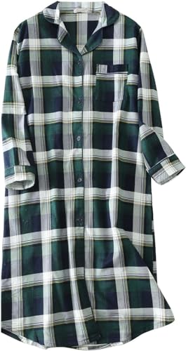TiLezE Flanell-Nachthemd für Damen, gemütlich, extra lang, Knopfleiste, langärmelig, Schlafshirt, Boyfriend-Pyjama, weich, lockere Nachtwäsche, Loungewear, Zuhause, #7, 42 TiLezE Flanell-Nachthemd für Damen, gemütlich, extra lang, Knopfleiste, langärmelig, Schlafshirt, Boyfriend-Pyjama, weich, lockere Nachtwäsche, Loungewear, Zuhause, #7, 42 von TiLezE