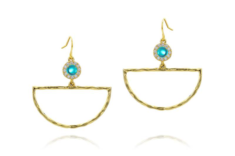 Arc Earrings | Tio2 Crystal Jewelry Bridesmaid Yellow Gold Plated Plated Birthday Girls von TiO2CrystalJewelry