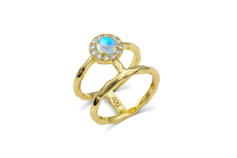 H Ring | Tio2 Crystal Jewelry Bridesmaid Yellow Gold Plated Plated Birthday Girls von TiO2CrystalJewelry