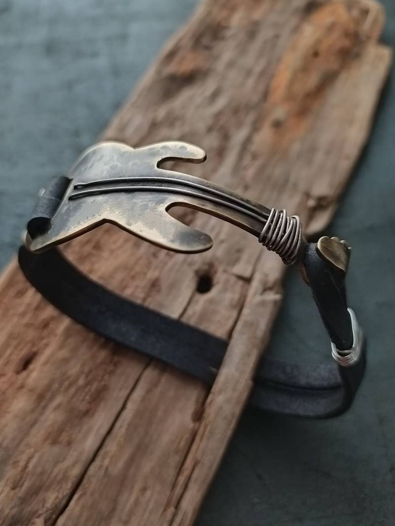 Gitarrenarmband, Lederarmband, Herrenarmband, Wickelarmband, Lederarmband von TiViArt