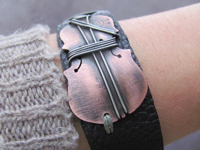 Violinarmband Musikarmband Lederarmband Herren Musikinstrumente Leder Herrenarmband Damen Armband Musik Liebhaber Schmuck von TiViArt